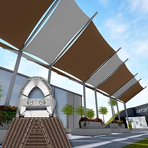 Windscreen4less 24' x 24' Sun Shade Sail with A-Ring Wire Rope Rectangle Outdoor Shade Cover for Deck Backyard Patio Garden (Brown)