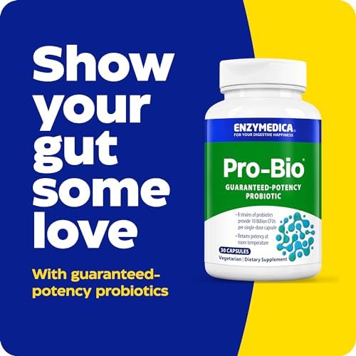 Enzymedica Pro-Bio Probiotic Supplement for Digestive & Gut Health - Daily Probiotic Capsules for Women & Men, 10 Billion CFU, Helps Reduce Gas & Bloating, Stomach Acid Resistant - 30 Caps