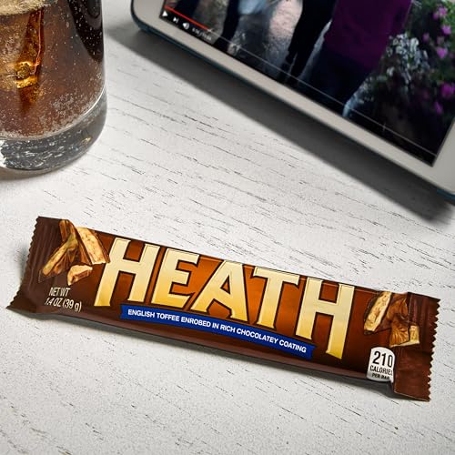 HEATH Chocolatey English Toffee Candy Bars, 1.4 oz, 18 ct | Crunchy English Toffee Bars Covered in Chocolatey Coating, Kosher and Individually Wrapped for Parties and Sharing, 18 ct