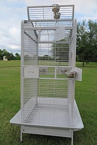 Extra Large Wrought Iron Open/Close Play Top Bird Parrot Cage, Include Metal Seed Guard Solid Metal Feeder Nest Doors Overall Dimensions: 35.25" Wx29.5"x62"H(with Seed Skirt)