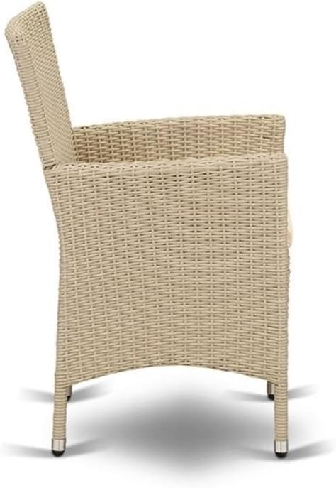 East West Furniture HVLC153V Valencia Patio Bistro Wicker Dining Chairs with Cushion, Set of 2, Cream
