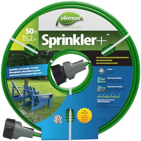 Element Sprinkler+, Sprinkler and Soaker Hose Combo, 25' Length, Green