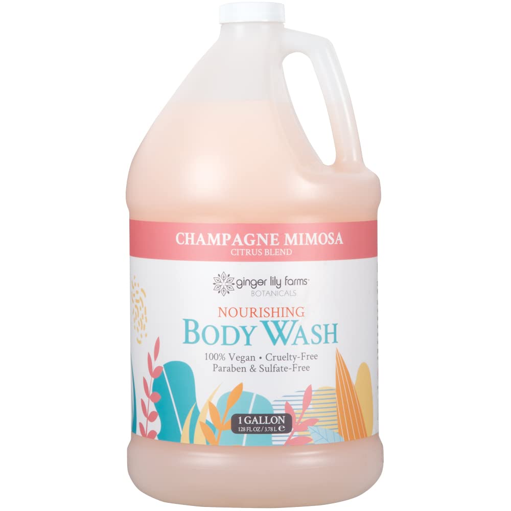 Ginger Lily Farms 1 gal Nourishing Body Wash, Citrus Blend Scent | for Hands, Body & Hair, Moisturizing Wash, Salon Wash, Spa Cleanser, Salon & Spa Essentials, Manicure & Pedicure Supplies