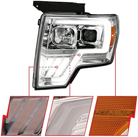 ANZO USA ANZO (111470) 2009-2013 Ford F-150 Projector Light Bar G4 Switchback H.L. Chrome Amber