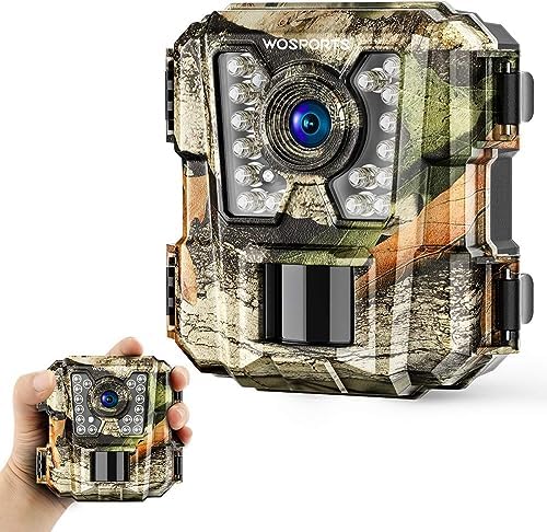 WOSPORTS Mini Trail Camera,30MP 1080P HD Game Camera Motion Activated with IR Night Vision Waterproof Video Deer Cam for Outdoor Wildlife Monitoring