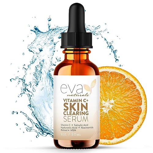 Eva Naturals Vitamin C Serum, Retinol, Niacinamide & Salicylic Acid, 1 oz | Hyaluronic acid, dark spots, brightening, dark spot remover & corrector, anti-aging