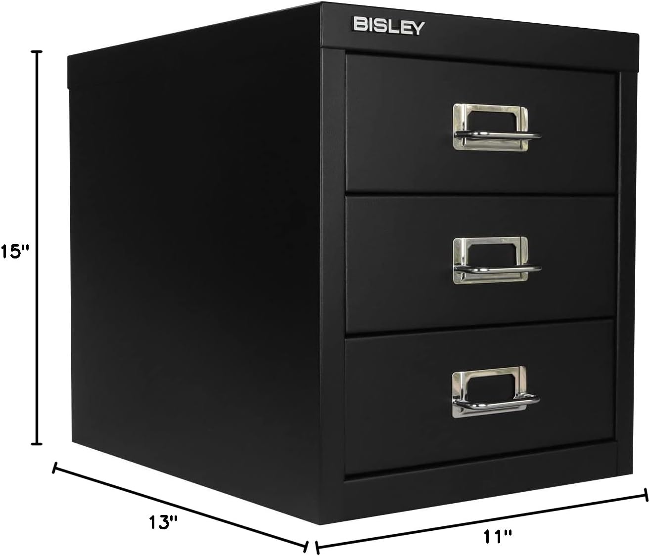 5-Drawer Steel MultiDrawer Cabinet - Orange, by Bisley | Chrome Pull Handles with Label Holders, Powder-Coated Steel, Removable Drawers, Desktop Storage, Labels Included