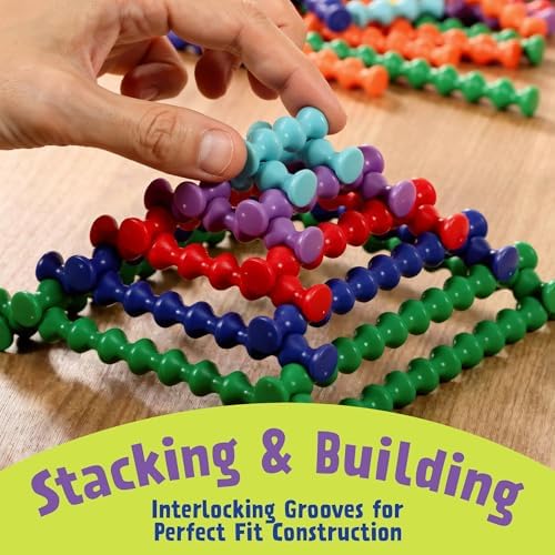 POPULAR PLAYTHINGS Playstix Construction Toy Set, 150 Piece Kit | for Kids Ages 4 and Up, Building Sticks for STEM and Classroom Use