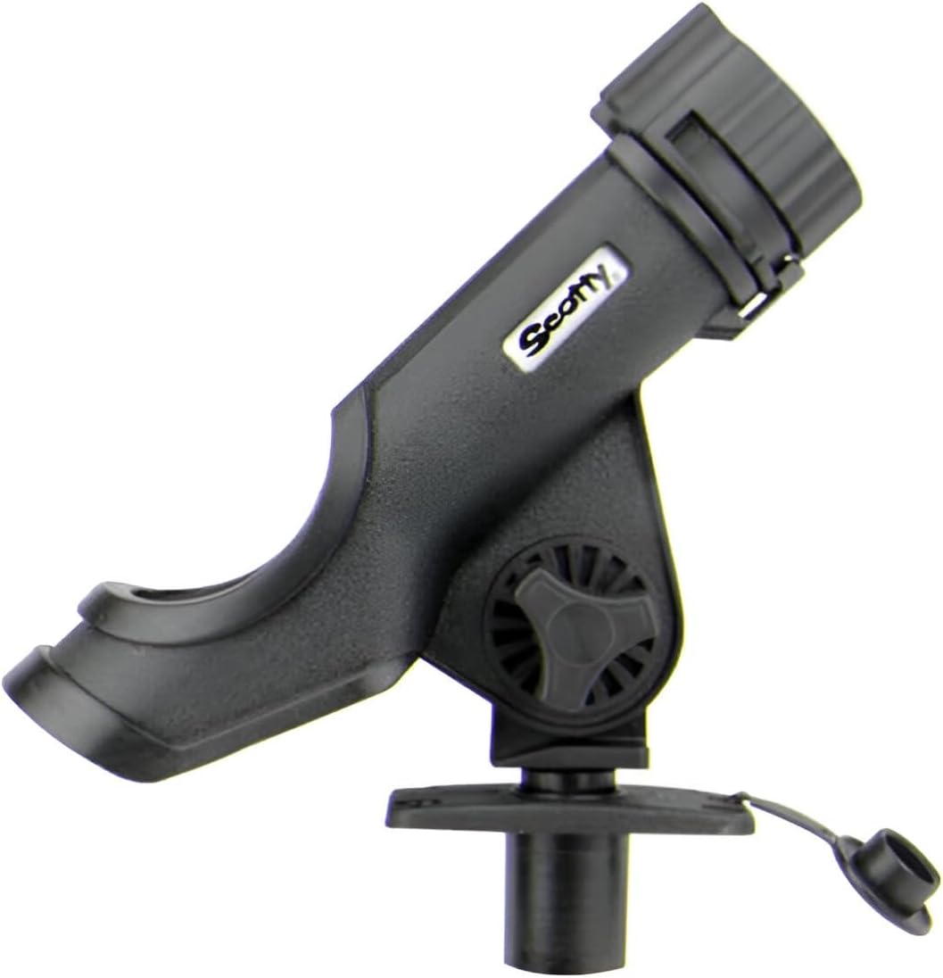 Scotty 0231-BK PowerLock Rod Holder, with 0244 Flush Deck Mounts, black | Adjustable, 360 Degrees of Rotation, Durable Construction