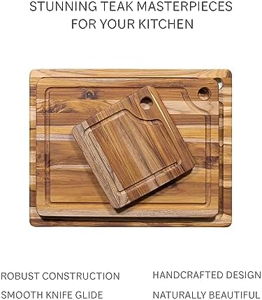 Teakhaus Teak Cutting Board - Rectangle Edge Grain Board With Corner Hole And Juice Canal (16 x 12 x .5 in.)