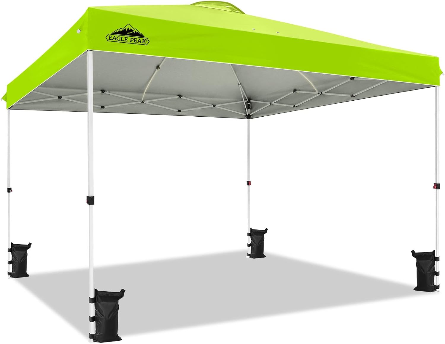 EAGLE PEAK 10x10 Pop Up Canopy Tent Easy Up Canopy Outdoor, White | Patented PeakPush™ Center Lock, 1 Person Setup Portable Pop Up Tent, Beach, Markets, Camping Sport Events, Wheeled Carry Bag