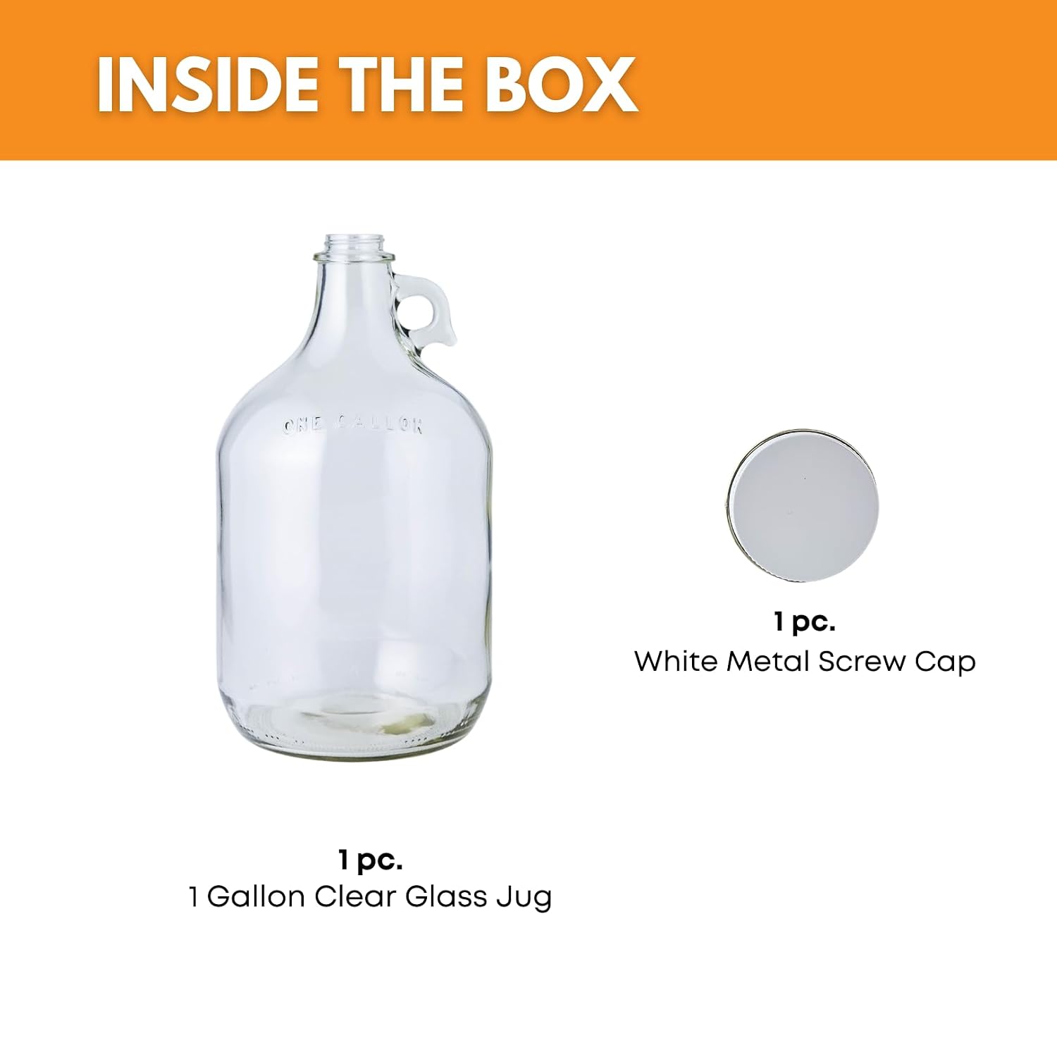 Home Brew Ohio 1 Gallon Glass Water Bottle Includes 38 mm Metal Screw Cap