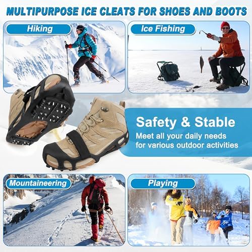 Ice Snow Traction Cleats for Shoes and Boots Non-Slip Crampon Snow Cleats for Winter Walking on Snow and Ice Boots Cleats for Men Women Walking