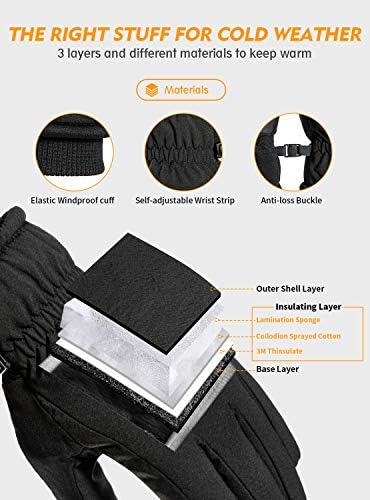 TRENDOUX Winter Gloves for Men Warm: 3M Thinsulate -20℉ Windproof Waterproof Ski Women Glove with Touchscreen Thermal Lining Anti-Slip for Work