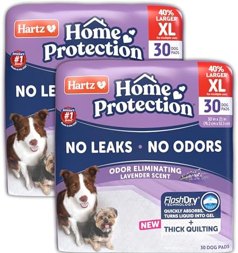 Hartz Home Protection Super Absorbent Odor Eliminating Lavender Scented No Leak Dog Pads,XL 30 count