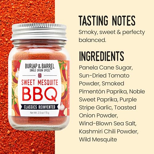 Burlap & Barrel Sweet Mesquite BBQ Seasoning – Smoky-Sweet BBQ Blend with Wild Mesquite, Panela Sugar