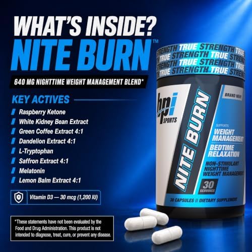 BPI Sports Nite burn – Nighttime Fat Burner & Sleep Support – Keto-Friendly – Weight Loss, Burn Fat, Relaxation