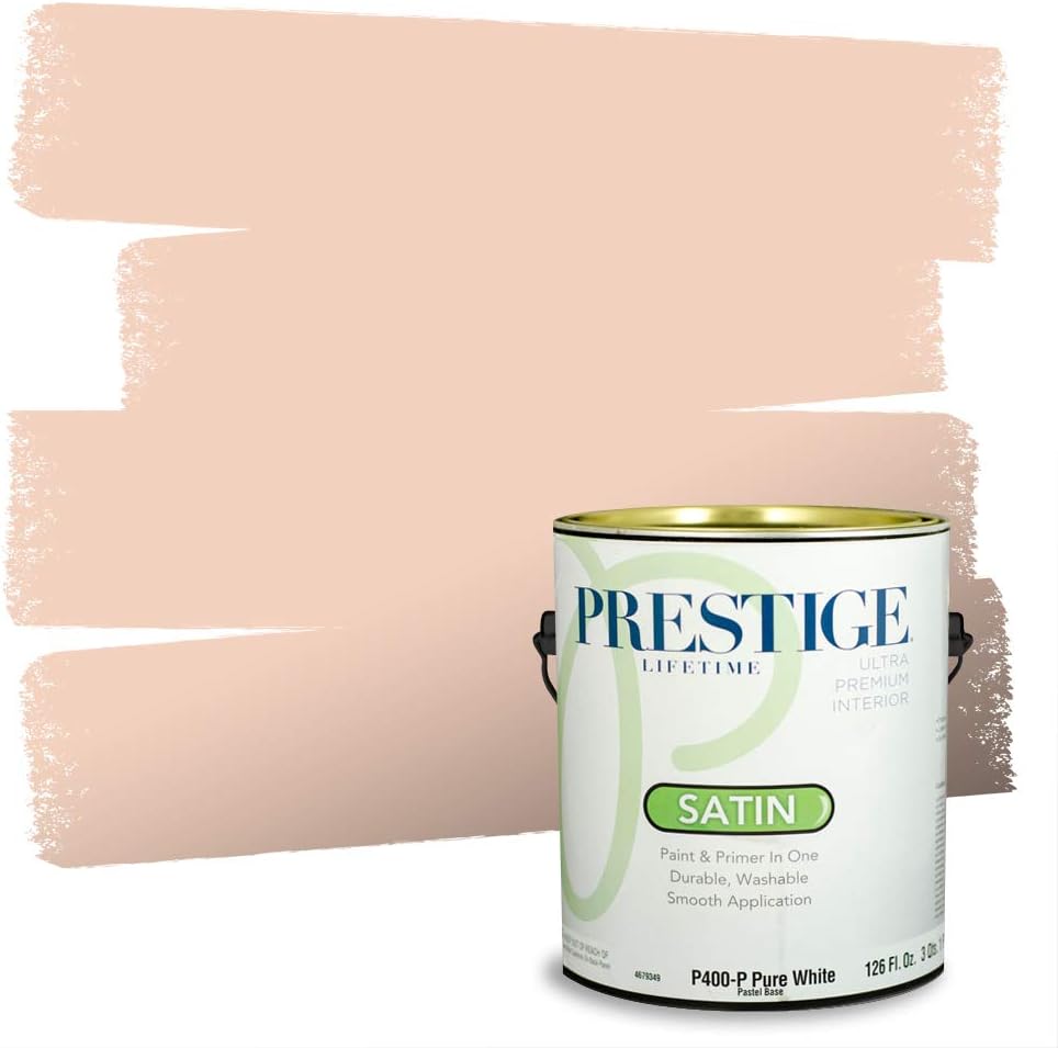 PRESTIGE Paints Exterior Paint and Primer In One, 1-Gallon, Semi-Gloss, Comparable Match of Sherwin Williams* Captivating Cream*