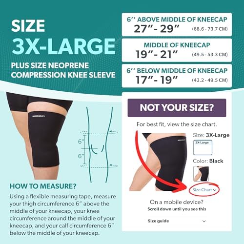 BraceAbility Plus Size Neoprene Knee Sleeve - 5X Bariatric Compression Support Brace for Women's or Men's Arthritis Joint Pain Relief and Treatment, Fitting Big Legs and Obese Thighs (5XL)