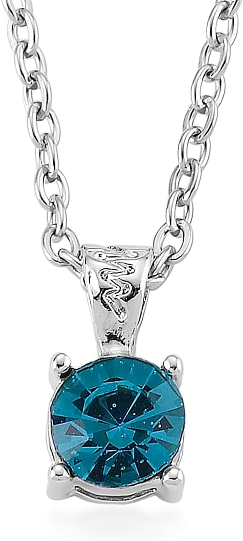 Multi Color Crystal 4pcs 1pc Mirror Pendant Necklace 20"in Silvertone