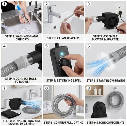CPAP Hose Dryer Cleaning Kit: Fast-Drying Silent Blower Fan Cleaner for Resmed Airsense 10/11 Heated Tubing