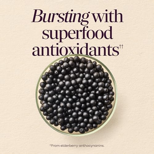 Nature's Way Sambucus Elderberry Gummies for Immune Support* Ages 4+, 60 ct | Immune Gummy with Black Elderberry Extract, Vitamin C, D3, Zinc