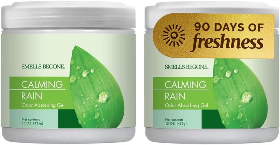 SMELLS BEGONE 15oz Gel Odor Eliminator - Absorb & Remove Tough Odors in Pet Areas, Bathrooms, Basements, Garage, Cars, RVs & Boats - Eliminate Odors Quickly (1-Pack, Lavender Vanilla)
