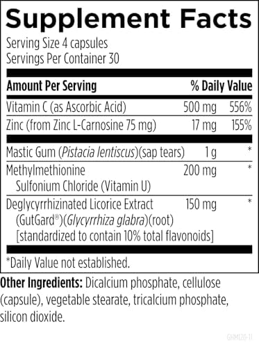 Designs for Health GastroMend HP - Gut Health Supplements - Gut Mucosa Support with Mastic Gum + DGL Licorice + 'Vitamin U' - May Help Occasional