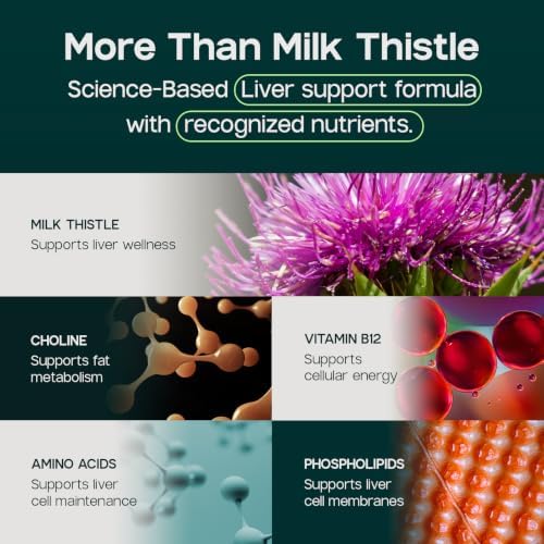 LIVERITE Liver Aid with Milk Thistle 60 Capsules, Liver Support Supplement with Amino Acids, Choline, Milk Thistle & Vitamin B12 – Supports Healthy Liver Function, Energy & Metabolism