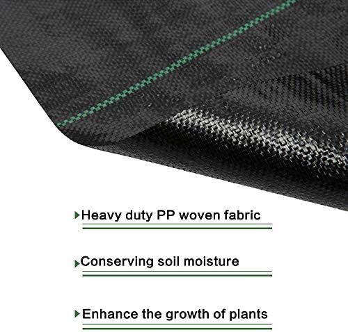 Goasis Lawn Weed Barrier Control Fabric Ground Cover Membrane Garden Landscape Driveway Weed Block Nonwoven Heavy Duty 125gsm Black,3FT x 100FT