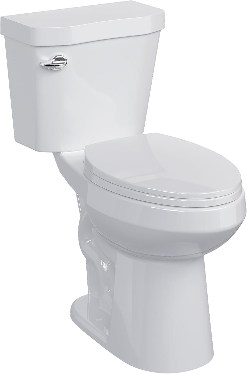 Two-Piece Toilets for Bathrooms, Comfort ADA Toilet with 19" Height, Elongated with Soft Close Seat, Power Flush 1.28 GPF