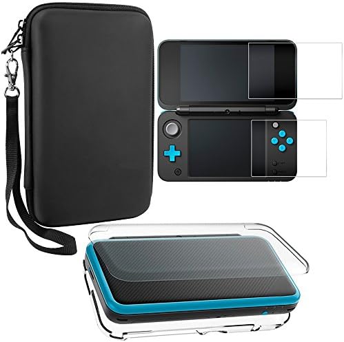 Protective Cases Compatible New 2DS XL with Screen Protectors, AFUNTA 1 Crystal Clear Case and 1 EVA Carrying Case for Console