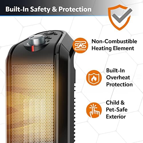 Lasko Oscillating Ceramic Tower Space Heater for Home with Overheat Protection, Adjustable Thermostat, and 2 Speeds, 15.7 Inches, Black, 1500W