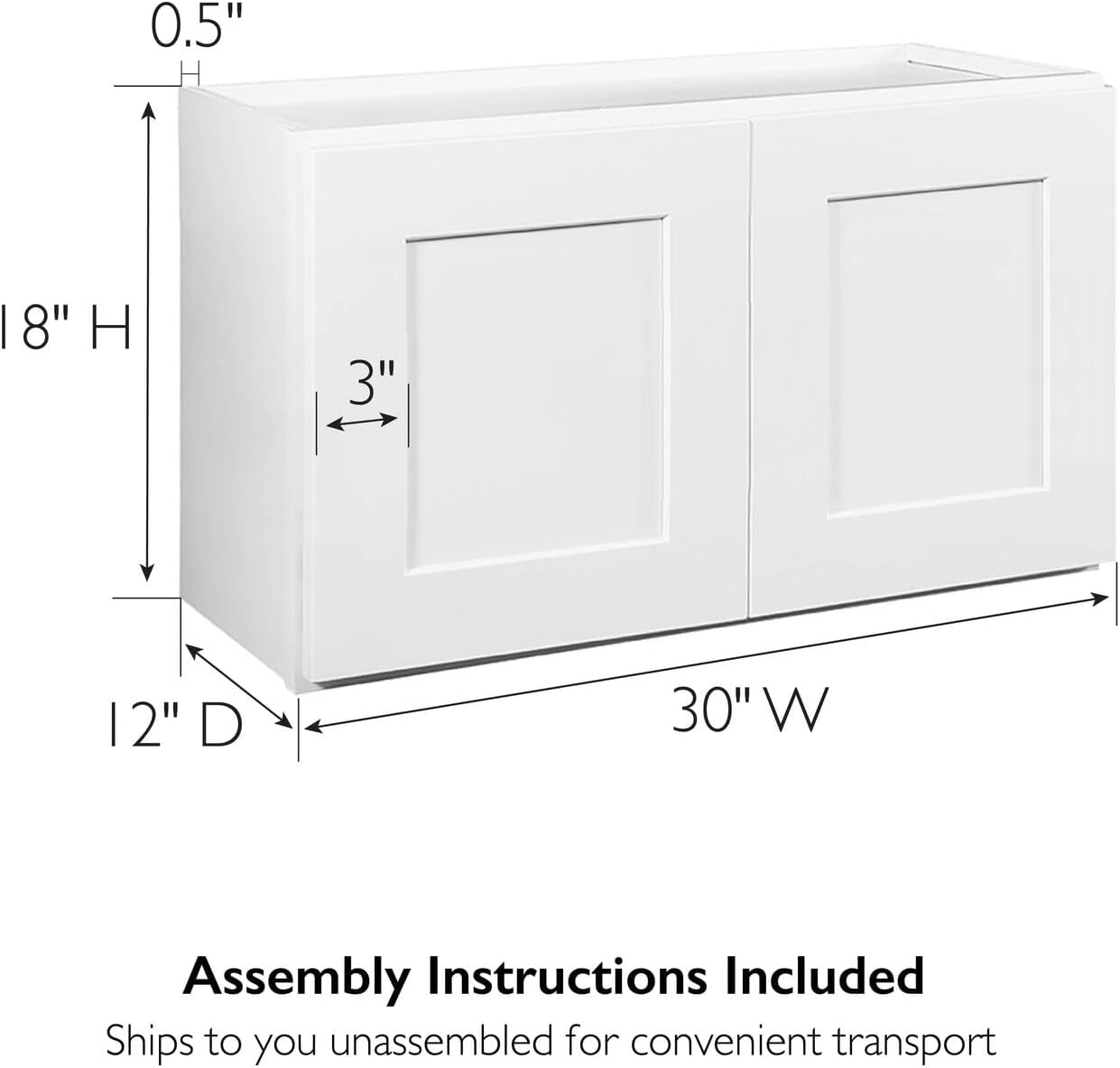 Design House Brookings Kitchen Bridge Wall Cabinet, 30", White | Wall Mount, Contemporary/Modern, Wood, Kitchen, 561639