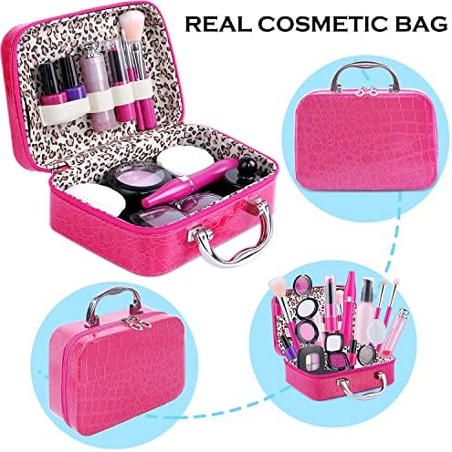 TEPSMIGO Pretend Makeup Kit for Girls, Kids Pretend Play Makeup Set - with Cosmetic Bag for Birthday Christmas