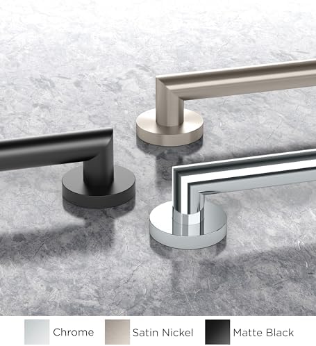 Gatco 970 Glam Shower Grab Bar, 12 Inch, ADA Compliant Stainless Steel, Satin Nickel, Wall Mounted Bathroom Handrail