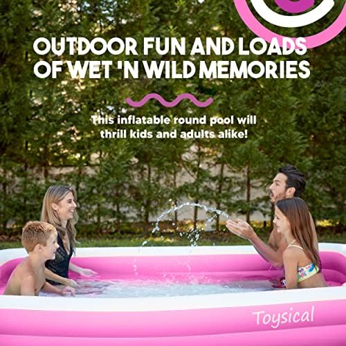 Toysical Inflatable Pool for Kids and Adults with Pump - 118 x 72 x 22 - More Durable Than Other Blow up Pools for Adults - Includes Patches