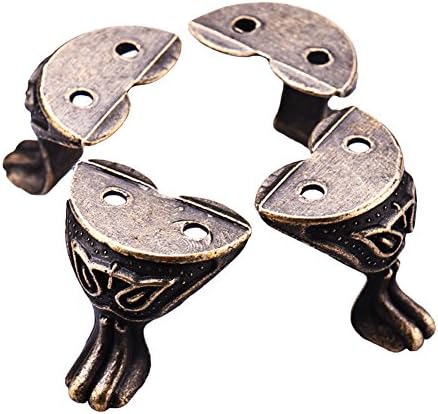 4Pcs Antique Brass Box Legs Feet Corner Protector Zinc Alloy Gift Box Jewelry Wood Case Decorative Feet Leg Metal Corner Protector Furniture Fittings