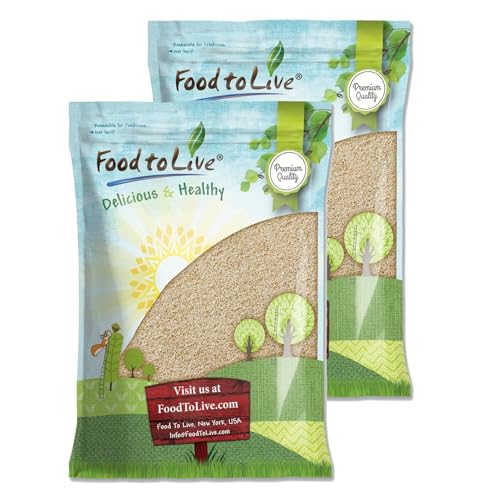 Food to Live - Hulled Sesame Seeds, 4 Pounds Whole Raw White Sesame Seeds, Kosher and Vegan, Unroasted, Bulk Sesame. High in Magnesium, Iron, and Calcium.