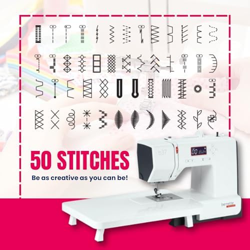 Bernette B37 Computerized Sewing Machine with LCD Display | Advanced Sewing & Quilting | 50 Stitches, One-Step Buttonhole, Automatic Needle Threader