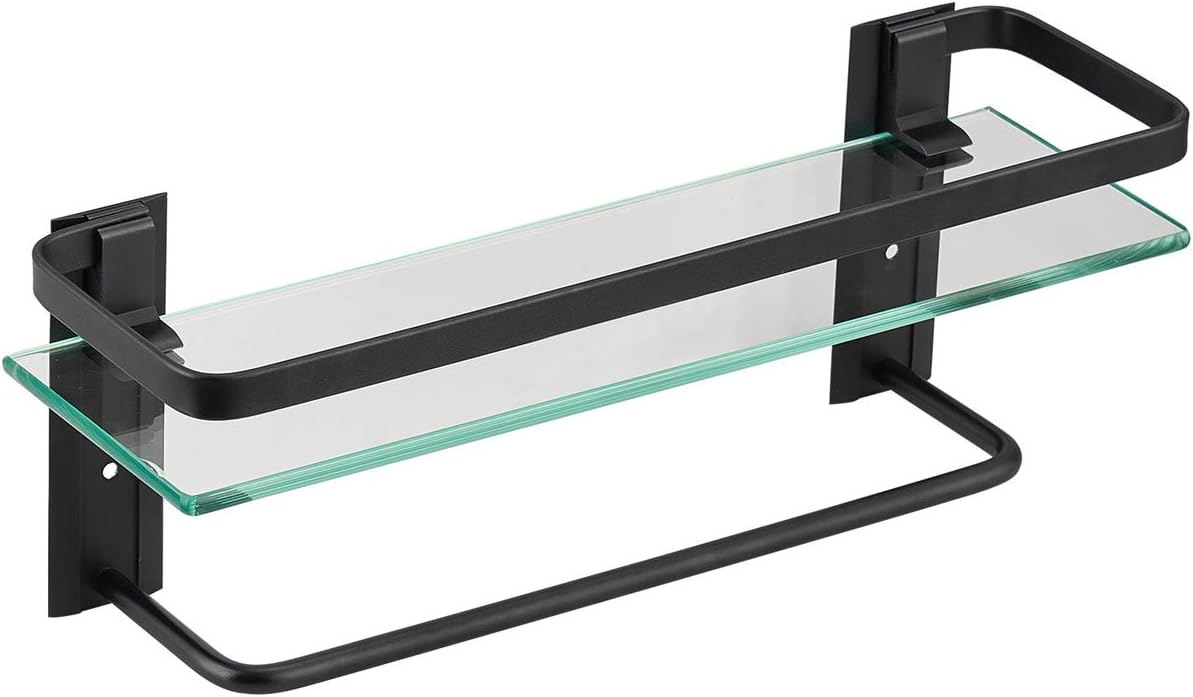 VOLPONE Bathroom Wall Shelf 15.7in Bathroom Glass Shelves Wall Mount Glass Shelf Rustproof Bathroom Wall Organizer 3 Tier (Sliver)