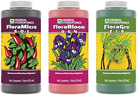 General Hydroponics FloraSeries Advanced Nutrient Fertilizer System, 3-Part Bundle with FloraMicro, FloraBloom and FloraGro, 16 oz.