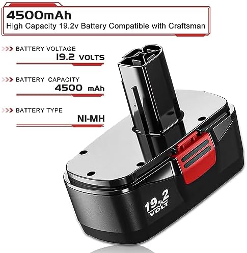 2Pack Upgraded to 4500mAh C3 Replacement for Craftsman 19.2V Battery Ni-MH | Compatible with Craftsman 19.2V Battery 315.115410 315.11485 130279005
