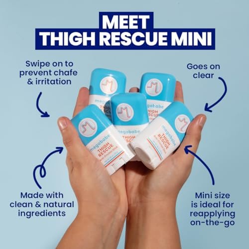 Megababe Thigh Rescue Anti-Chafe Stick Mini | Travel size, great for on-the-go | Prevents skin chafe & irritation | Thighs, arms, bra-lines & more