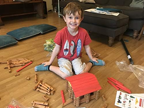 TOWO Wooden Log Building Set, 207-Piece Farm House Construction Toy | 207-piece wooden log farm playset for building a farmhouse