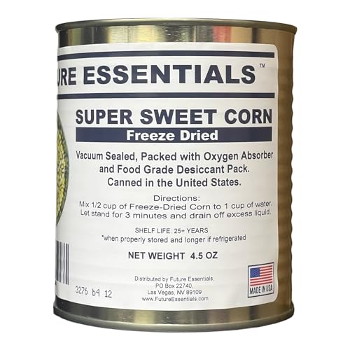 Future Essentials Super Sweet Corn – #2.5 Can, 25-Year Shelf Life | Freeze Dried Canned Corn for Cooking Soups, Side Dishes