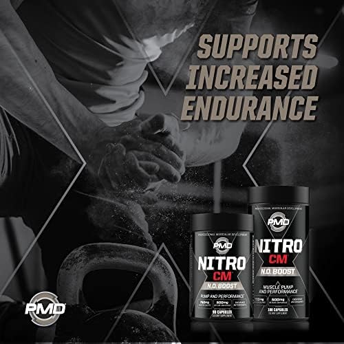PMD Sports Nitro CM Nitric Oxide with Agmatine Supplement - 90 Capsules | Muscle Growth Support, Muscle Pump, L-Arginine, Endurance Antioxidants Boost