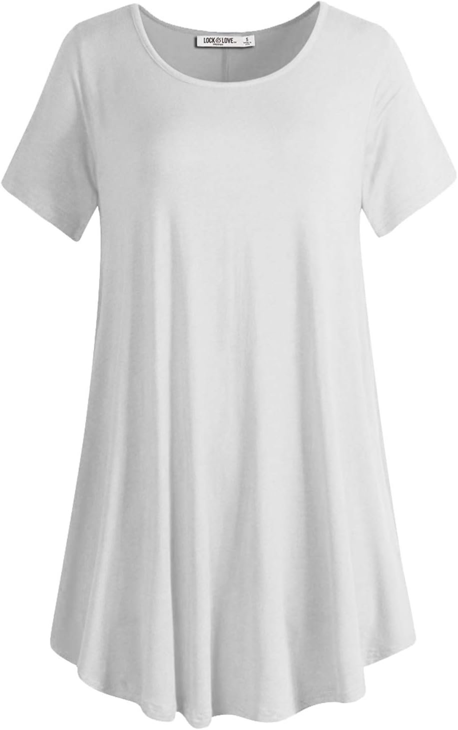 Lock and Love Women Solid Short Sleeve/Sleeveless Tunic for Leggings Swing Tunic Flare Tank Tops S-5XL Plus Size Made in USA