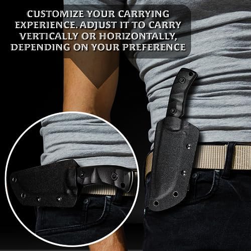 TAC DE-0014 Fixed Blade Outdoor Duty Knife 420HC Stonewashed Stainless Steel Field Knife Straight Camping Knife with G10 Handle Waist Clip EDC Kydex