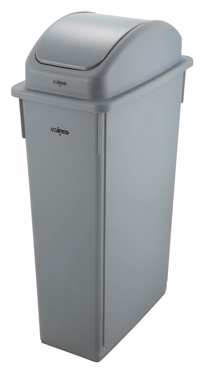 Winco Slender Trash Can, 23-Gallon, Brown | Great for Kitchens, Dining Areas and Back-of-house Cleanup